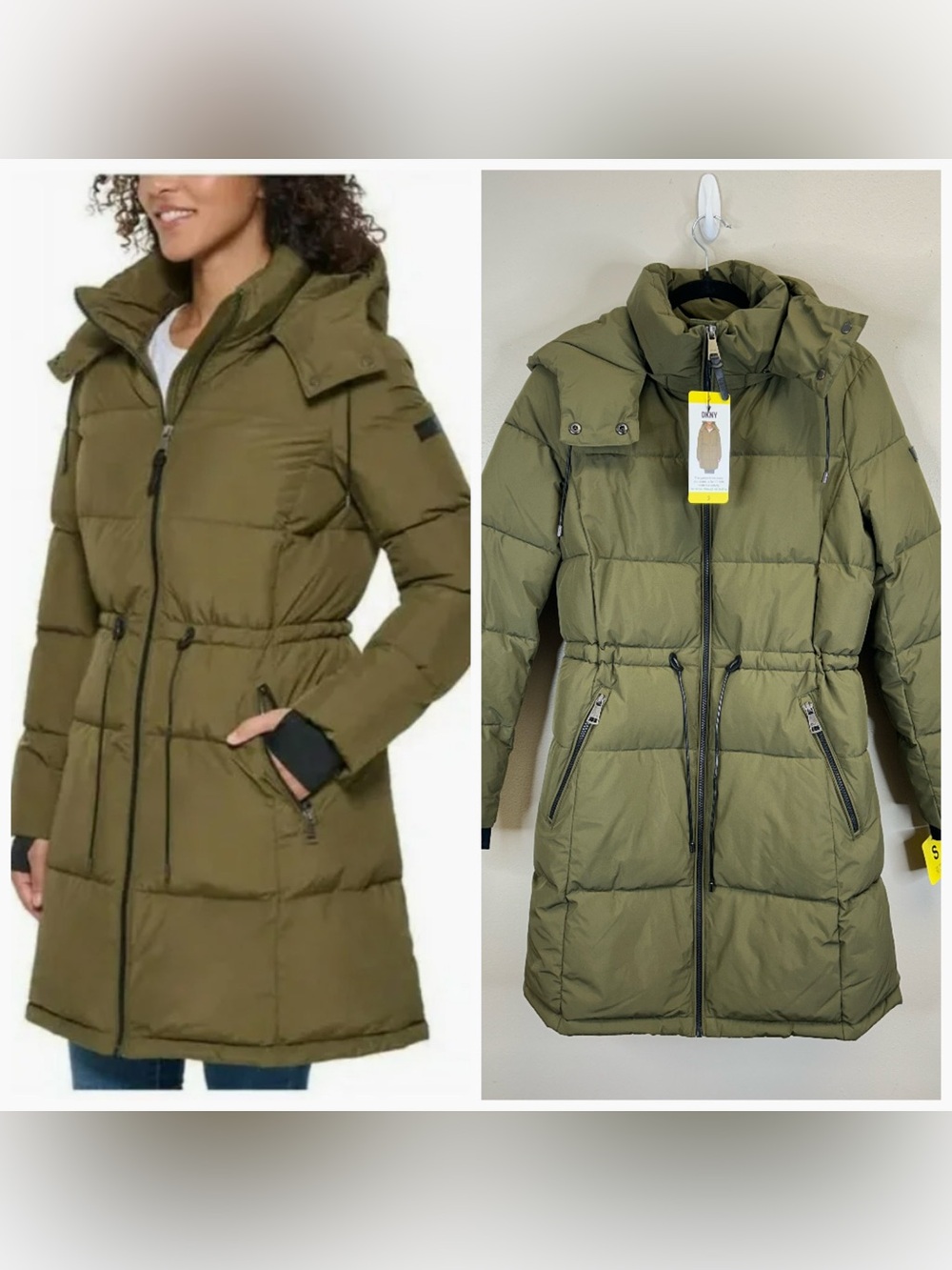 DKNY Hooded Puffer Coat Size S NWT Zip Up Winter Ski Sled Cold Winter‎ Outdoors